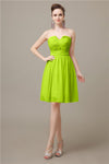 Simple Strapless Chiffon A-line Knee-Length Bridesmaid Dresses