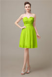 Simple Strapless Chiffon A-line Knee-Length Bridesmaid Dresses