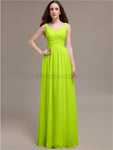 Chiffon Shoulder Strap A-line Floor-Length Bridesmaid Dresses