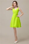 Chiffon A-line V-Neck Knee-Length Short Bridesmaid Dresses