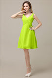 Chiffon A-line V-Neck Knee-Length Short Bridesmaid Dresses