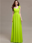 A-line One-Shoulder With Flowers Floor-Length Bridesmaid Dresses