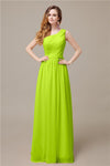 One-Shoulder A-line Chiffon Elegant Floor-Length Bridesmaid Dresses