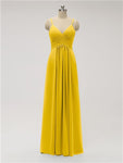 A-line Spaghetti Strap Chiffon Floor Length Bridesmaid Dresses