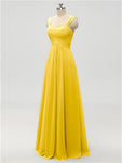 A-line Strap Chiffon Floor Length Long Bridesmaid Dresses