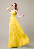 Shoulder Strap A-line Chiffon Elegant Floor-Length Bridesmaid Dresses