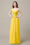 One-Shoulder A-line Sleeveless Floor-Length Bridesmaid Dresses