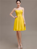 Sweetheart Pleats Chiffon Short Bridesmaid Dresses