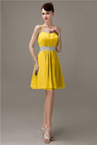 Spaghetti Straps Sweetheart A-line Chiffon Appliques Bridesmaid Dresses