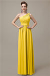 Charming One-shoulder A-line Chiffon Floor-Length Long Bridesmaid Dresses