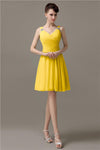 Chiffon Sexy V-neck A-line Knee-Length Bridesmaid Dresses