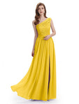 Elegant One Shoulder Side Slit Floor Lenght Bridesmaid Dresses