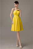 Simple A-line Chiffon One Shoulder Short Bridesmaid Dresses