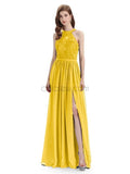 Beautiful Halter Chiffon A-line Sleeveless Floor-Length Bridesmaid Dresses