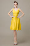 Elegant V-neck  A-line Knee-Length Bridesmaid Dresses