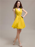 V-Neck Short A-Line Knee length Bridesmaid Dresses