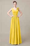 Elegant V-neck Flower A-line Floor-Length Bridesmaid Dresses