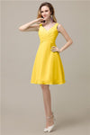 Chiffon A-line V-Neck Knee-Length Short Bridesmaid Dresses