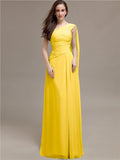 Chiffon A-line One-Shoulder Sleeveless Floor-Length Bridesmaid Dresses