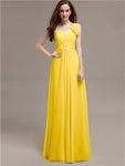 Elegant A-line One-Shoulder With Flowers Floor-Length Bridesmaid Dresses