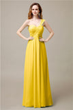 Pretty A-line Chiffon One-Shoulder Floor-Length Bridesmaid Dresses