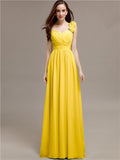 A-line One-Shoulder With Flowers Floor-Length Bridesmaid Dresses