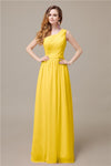 One-Shoulder A-line Chiffon Elegant Floor-Length Bridesmaid Dresses