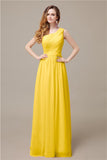 One-Shoulder A-line Chiffon Elegant Floor-Length Bridesmaid Dresses