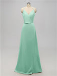 A-line V Neck Floor Length Bridesmaid Dresses