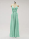 A-line Spaghetti Strap Chiffon Floor Length Bridesmaid Dresses