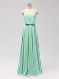 A-line Spaghetti Strap Chiffon Floor Length Bridesmaid Dresses