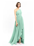 Chiffon Unique One-shoulder High-low Bridesmaid Dresses