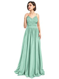 Charming A-line Applique Spaghetti Straps Prom Dresses