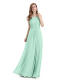 A-line Chiffon Floor-Length Long Bridesmaid Dresses