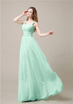 Shoulder Strap A-line Chiffon Elegant Floor-Length Bridesmaid Dresses