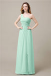 One-Shoulder A-line Sleeveless Floor-Length Bridesmaid Dresses