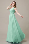 One-Shoulder A-line Beaded Chiffon Floor-Length Bridesmaid Dresses