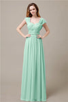 Cap Sleeves A-line Chiffon Floor-Length Bridesmaid Dresses