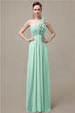 Simple A-line One-Shoulder Floor-Length Chiffon Bridesmaid Dresses