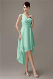 A-line Chiffon V-Neck High-Low Short Beach Bridesmaid Dresses