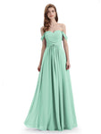 A-line Off-The-Shoulder Sweetheart Floor Length Bridesmaid Dresses