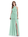 Beautiful Halter Chiffon A-line Sleeveless Floor-Length Bridesmaid Dresses