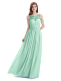 Elegant A-line Chiffon Sleeveless Long Bridesmaid Dresses