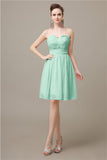 Simple Strapless Chiffon A-line Knee-Length Bridesmaid Dresses