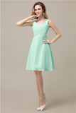 Chiffon A-line V-Neck Knee-Length Short Bridesmaid Dresses