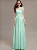 A-line One-Shoulder With Flowers Floor-Length Bridesmaid Dresses