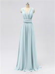 A-line Convertable V Neck Floor Length Jersey Bridesmaid Dresses