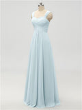 A-line Strap Chiffon Floor Length Long Bridesmaid Dresses