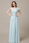 Cap Sleeves A-line Chiffon Floor-Length Bridesmaid Dresses