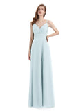 Chiffon Spaghetti Strap V-neck Floor-Length Long Bridesmaid Dresses